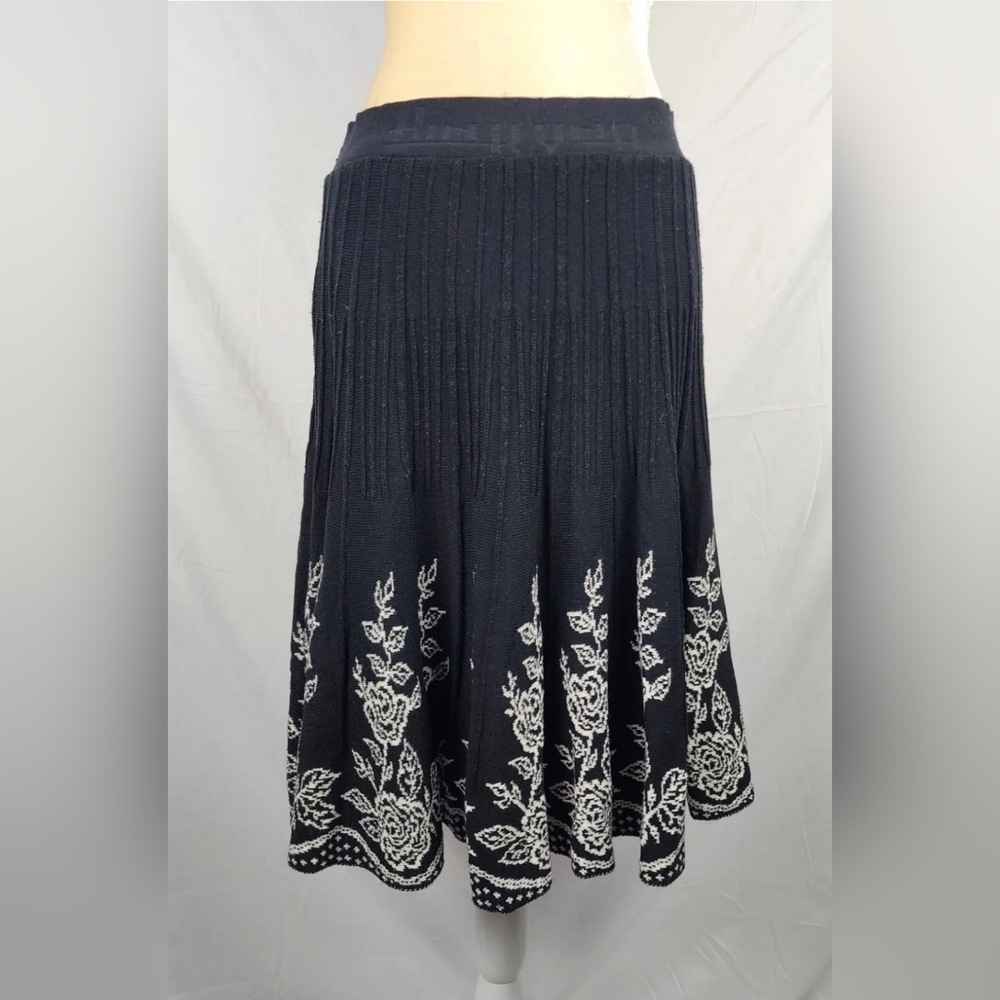 Baluchi Artsy Designer Minimalist Women's Knit Lined Pull-on Sweater Skirt sz M